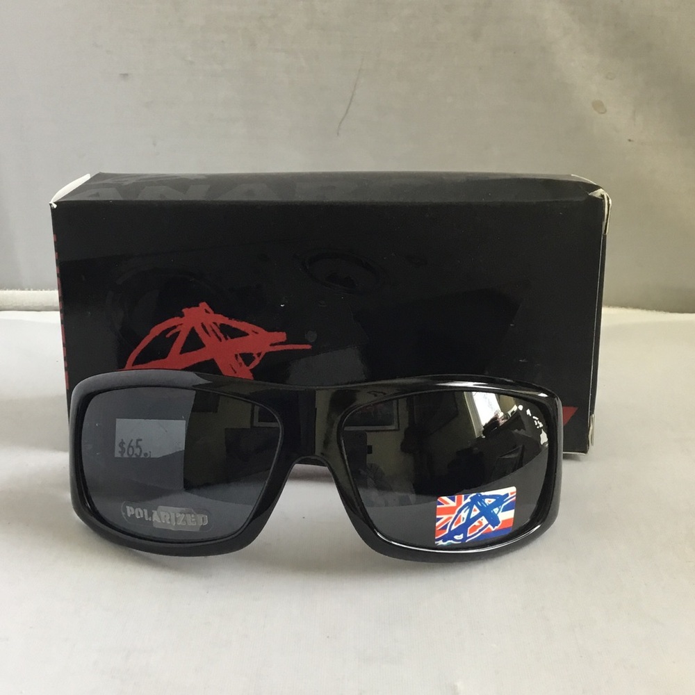 Anarchy Men's Black Polarized Sunglasses with Wrap Frame